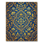 Royal Blue Golden Floral Damask Rug