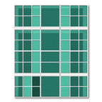 Emerald Teal Geometric Grid Block Rug