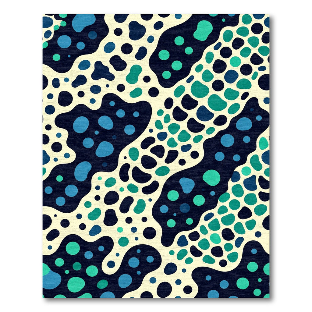 Abstract Teal Blue Fluid Polka Dot Rug