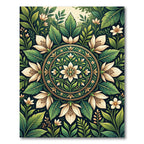 Emerald Green Floral Mandala Ornament Rug