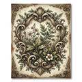 Elegant Cream Botanical Scroll Floral Art Rug