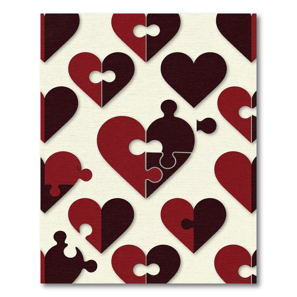 Deep Crimson Linked Heart Puzzle Rug