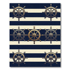 Navy and Cream Nautical Ship Wheel Rug