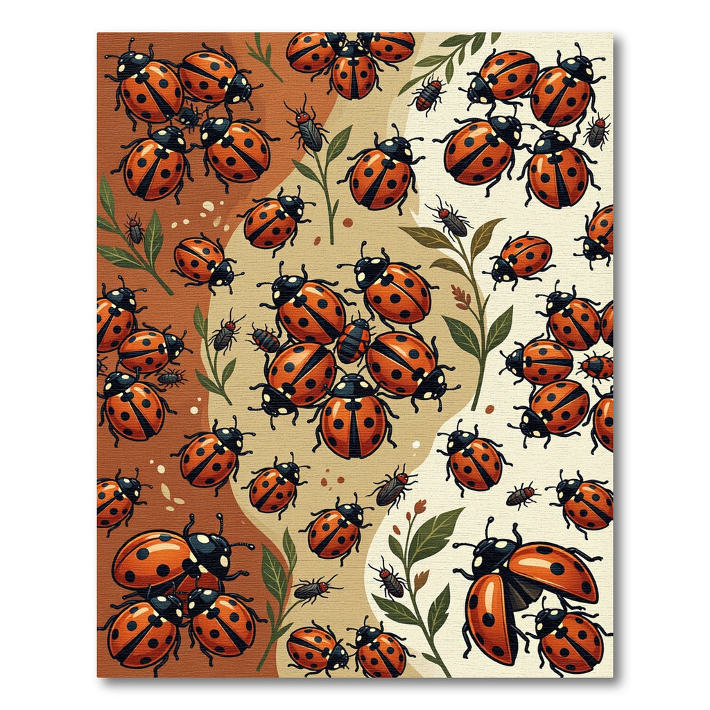 Playful Spotted Ladybug Earthy Tones Rug