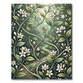 Elegant White Blossom Green Botanical Vine Rug