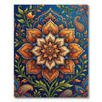 Vibrant Orange Floral Paisley Medallion Rug