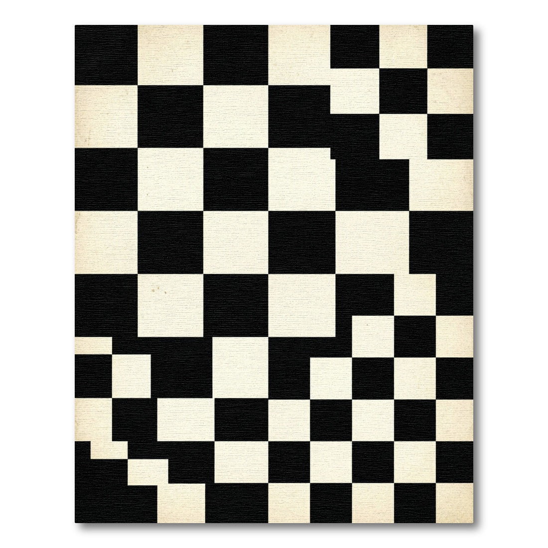 Minimalist Black and White Checkered Square Rug