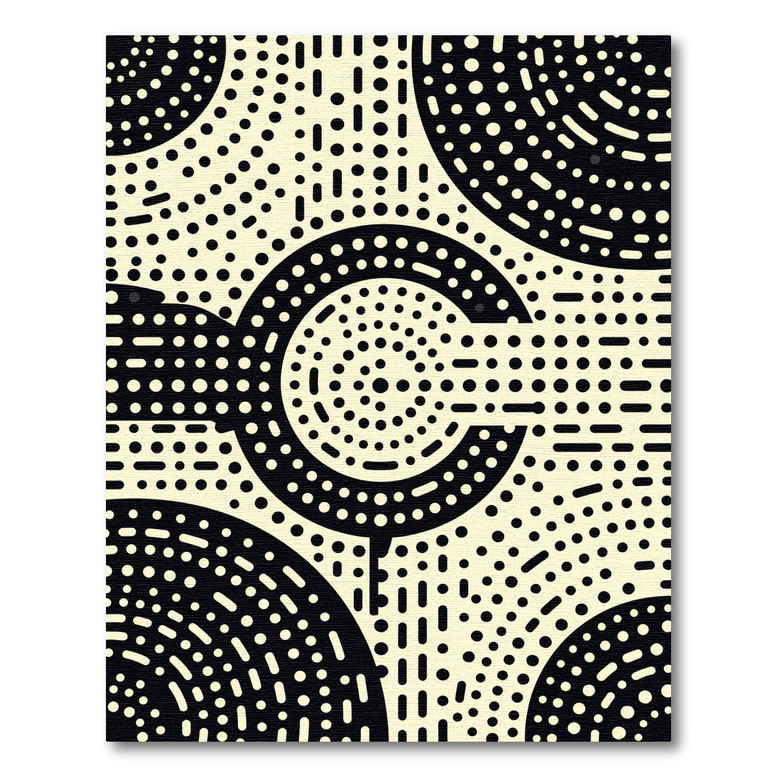 Cream Dot Concentric Circles Rug