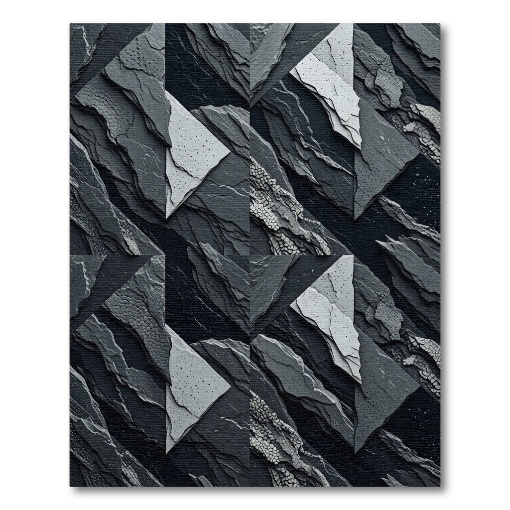 Modern Geometric Slate Grey Angular Mosaic Rug