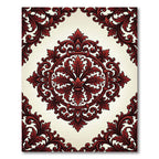 Crimson Baroque Scrollwork Ornate Medallion Rug
