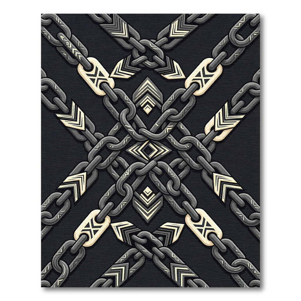 Geometric Monochrome Chain Link Metal Accent Rug