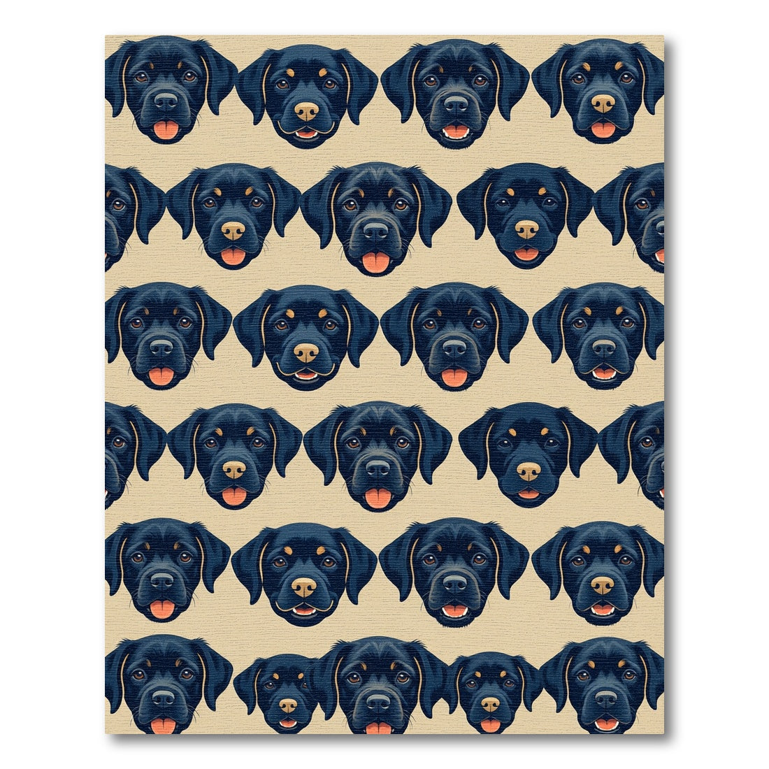 Cheerful Black Labrador Puppy Face Grid Rug