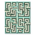 Geometric Teal and Cream Labyrinth Rug