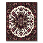 Burgundy Crimson Floral Paisley Medallion Rug