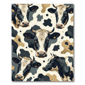 Black and Cream Whimsical Cow Faces Rug