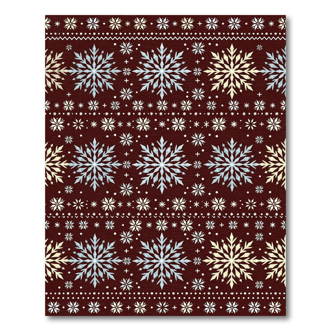 Crimson Blue Yellow Snowflake Sweater Pattern Rug