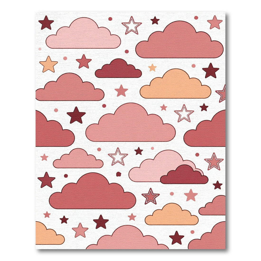 Whimsical Dusty Pink Starry Clouds Rug