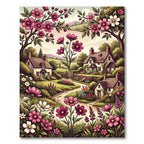 Enchanted Pink Floral Cottage Garden Rug