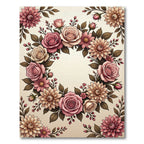 Elegant Dusty Pink Rose Dhalia Wreath Rug