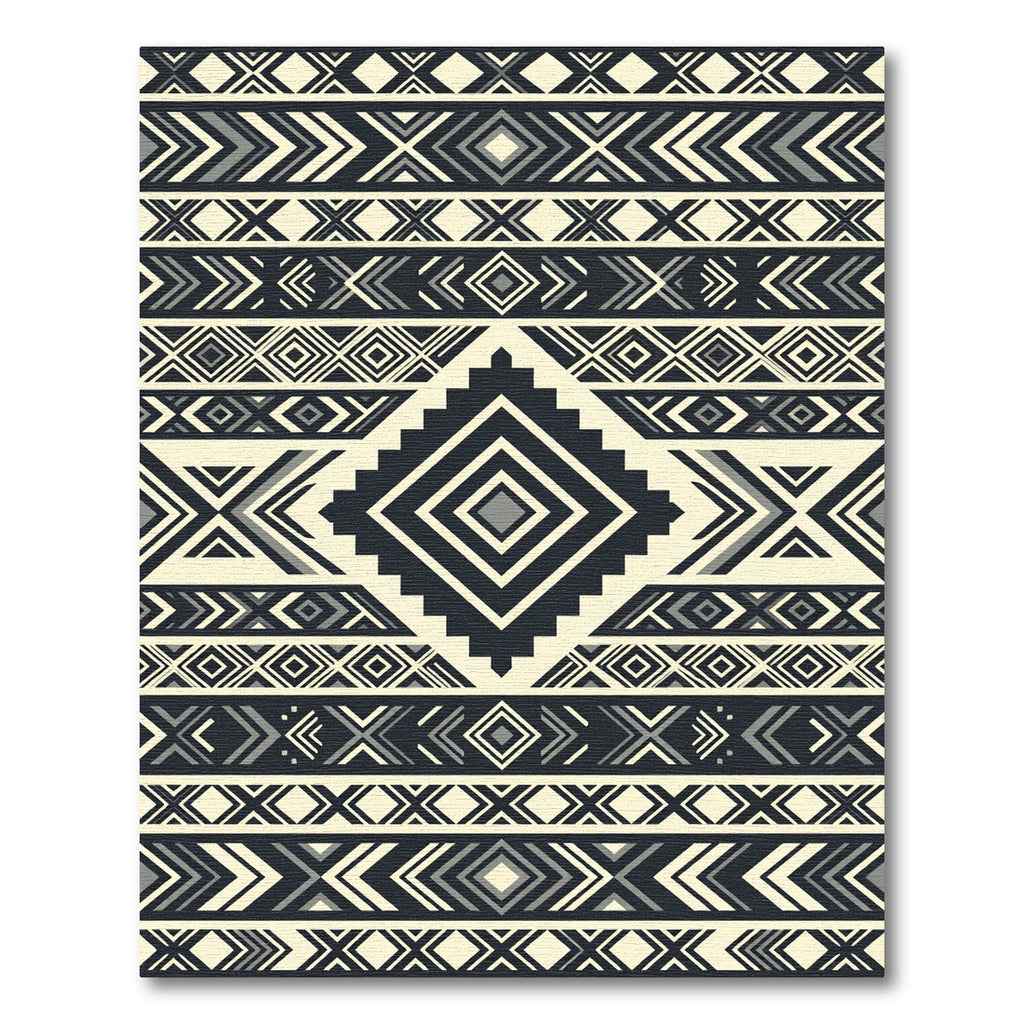 Monochromatic Tribal Chevron Diamond Rug
