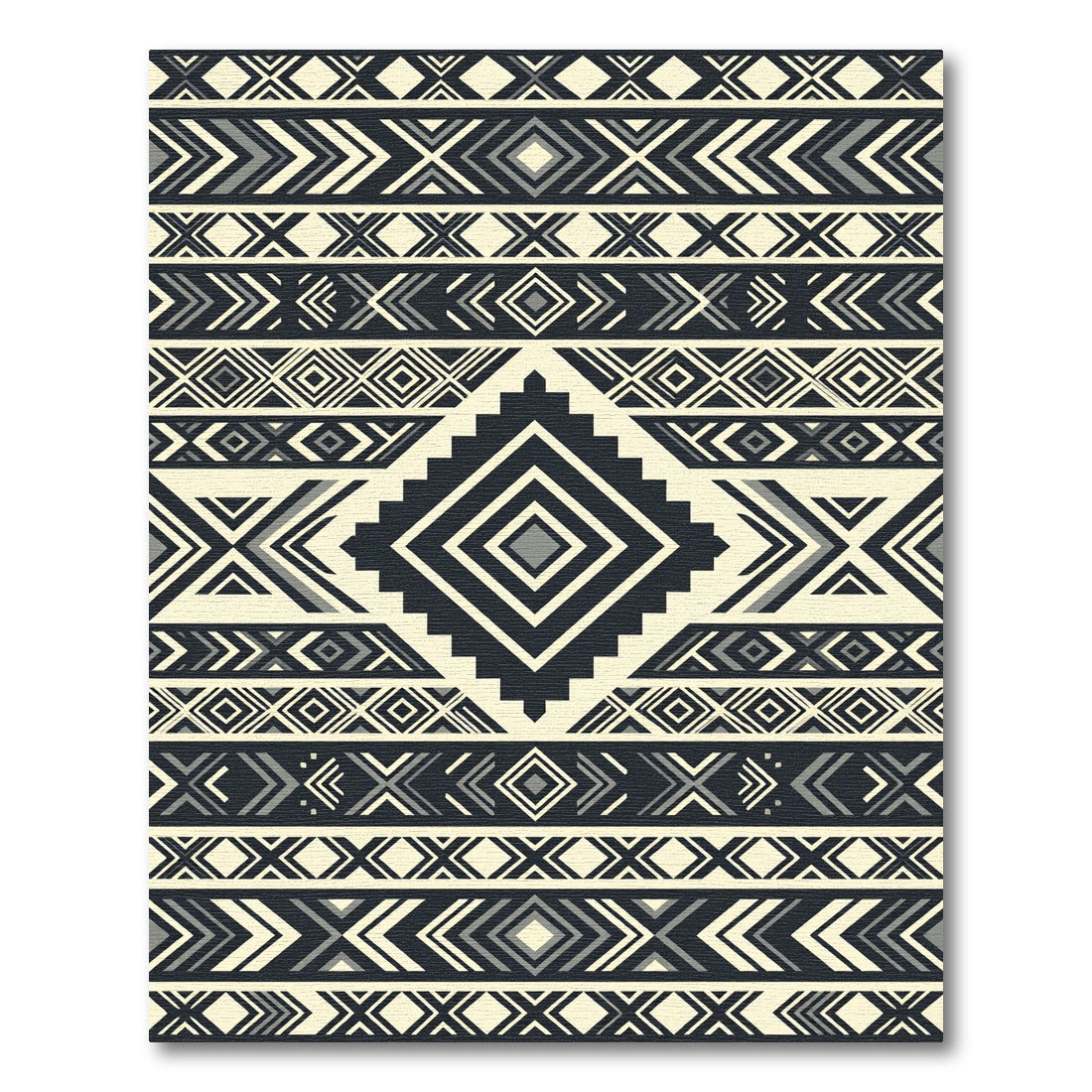 Monochromatic Tribal Chevron Diamond Rug