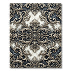 Ornate Gold and Marble Acanthus Swirl Rug