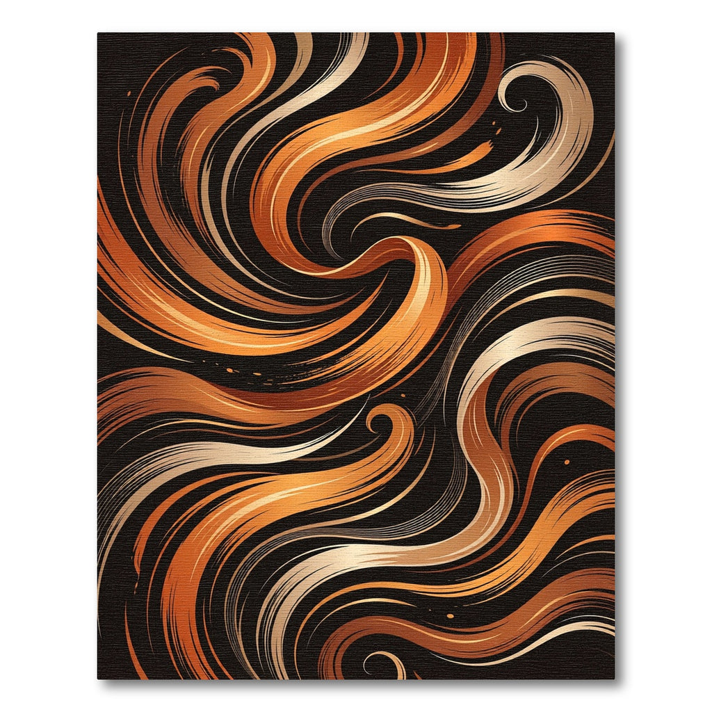 Earthy Amber Golden Swirl Wave Rug