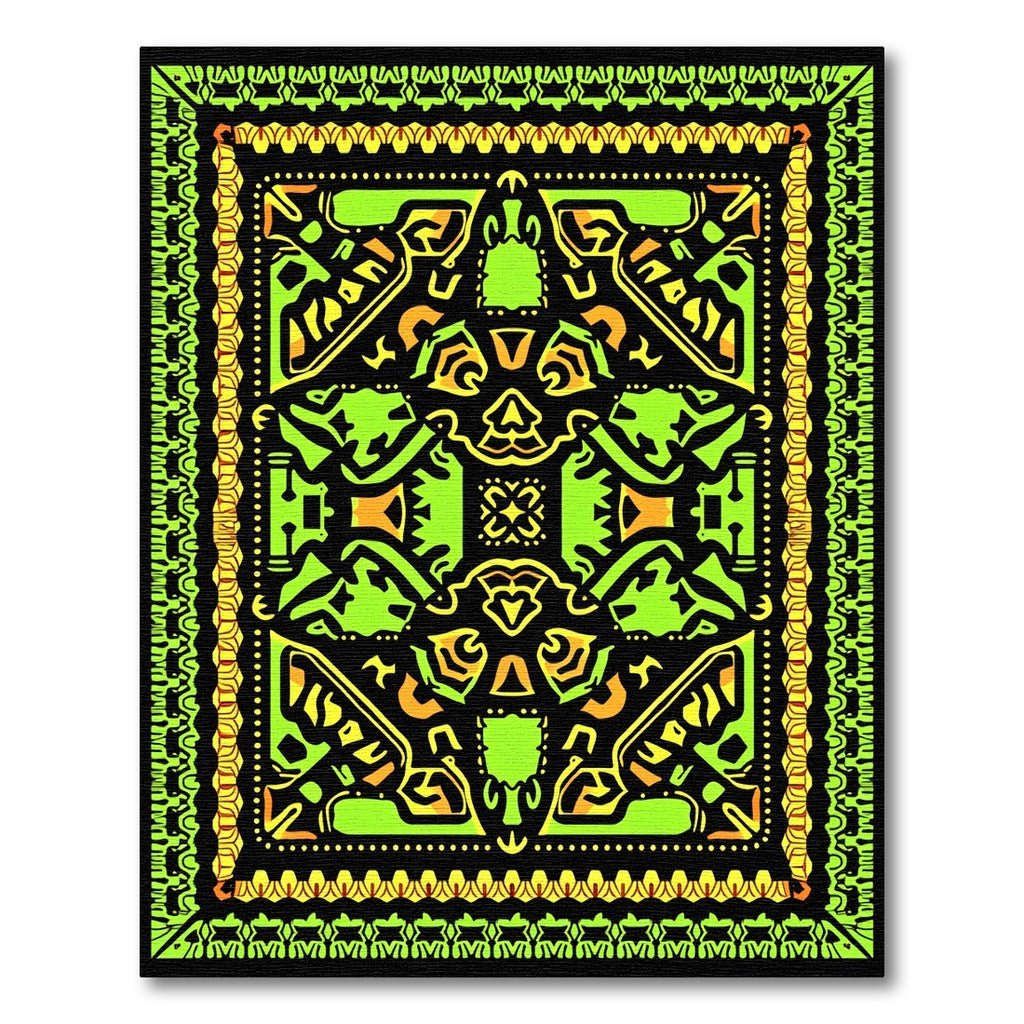Tribal Lime Green Yellow Fusion Rug