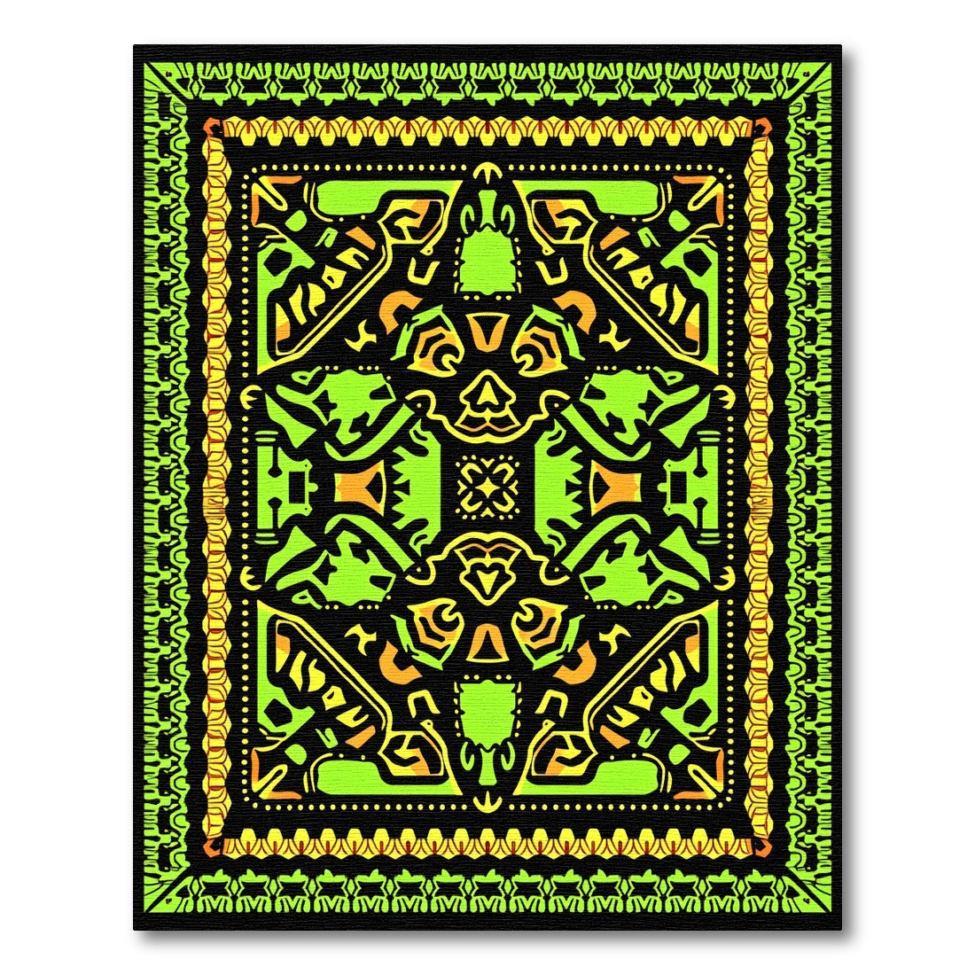 Tribal Lime Green Yellow Fusion Rug