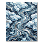 Abstract Blue Ice River Flow Rug