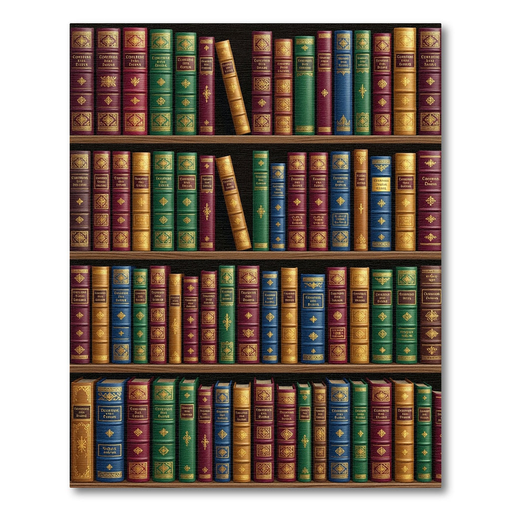 Classic Multi-Colored Library Book Spine Shelf Rug