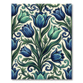 Elegant Blue Floral Art Nouveau Meadow Rug