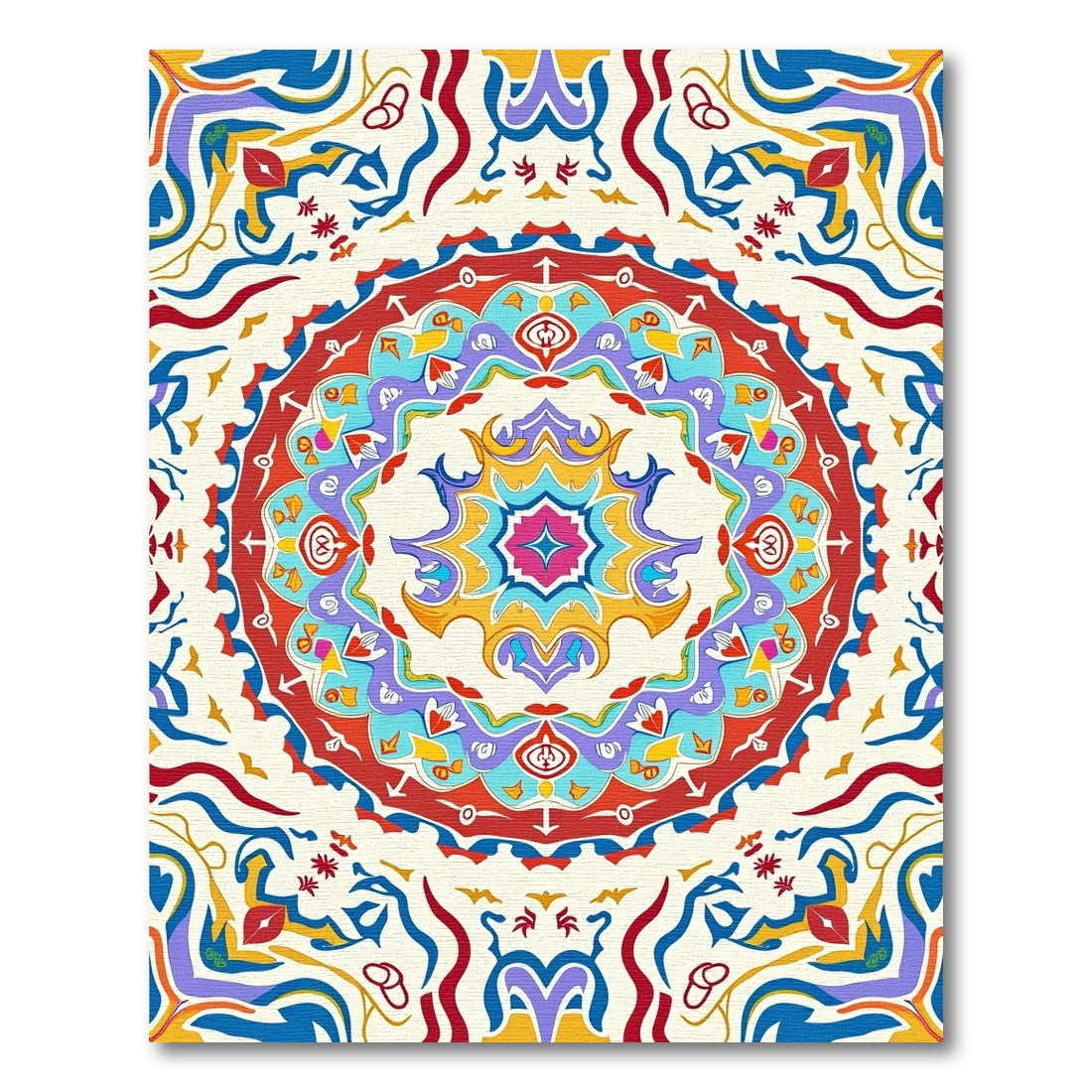 Vibrant Colorful Medallion MandalaRug Rug