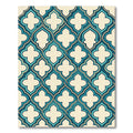Teal Cream Quatrefoil Trellis Pattern Rug