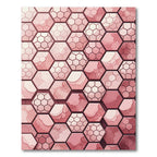 Coral Pink Hexagonal Watercolor Layers Rug
