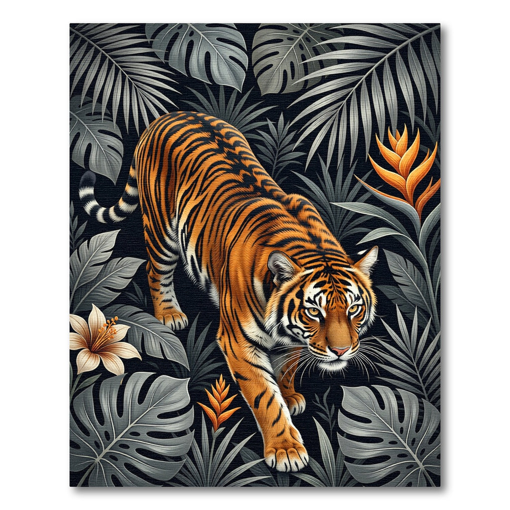 Majestic Tiger Among Tropical Foliage Rug