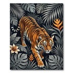 Majestic Tiger Among Tropical Foliage Rug