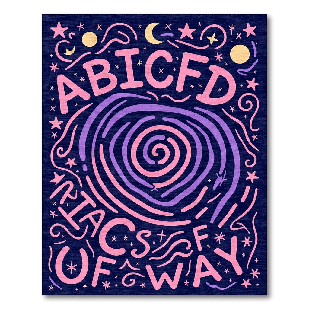 Cosmic Alphabet Swirl Pink Purple Rug