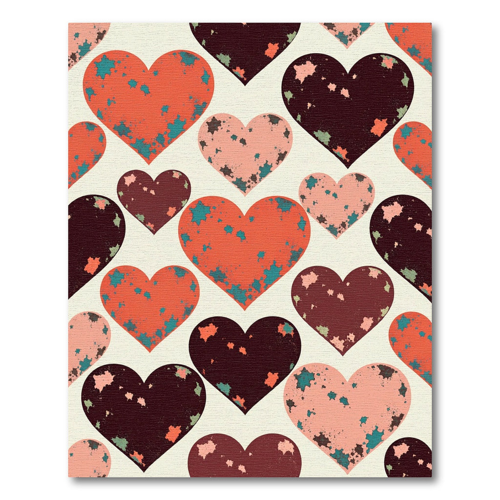 Distressed Red and Dark Heart Collage Rug