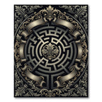 Antique Gold Maze Scrollwork Rug