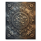 Dual Tone Floral Embellished Medallion Rug