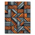 Orange Gray Geometric Wood Plank Composition Rug