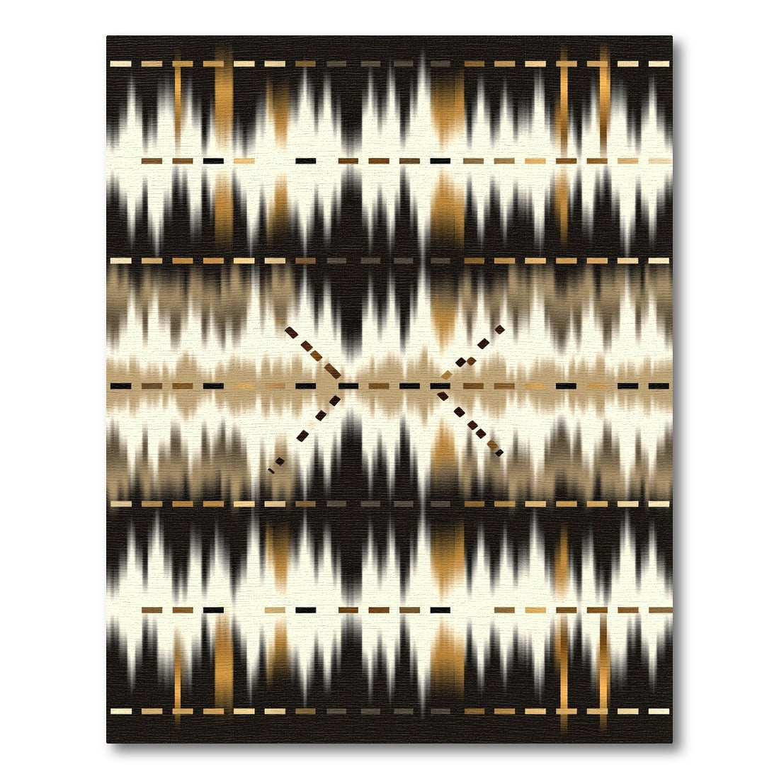 Golden Brown Abstract Ikat Stripes Rug