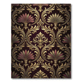 Ornate Gold Damask Burgundy Regal Scroll Rug