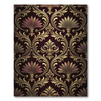 Ornate Gold Damask Burgundy Regal Scroll Rug