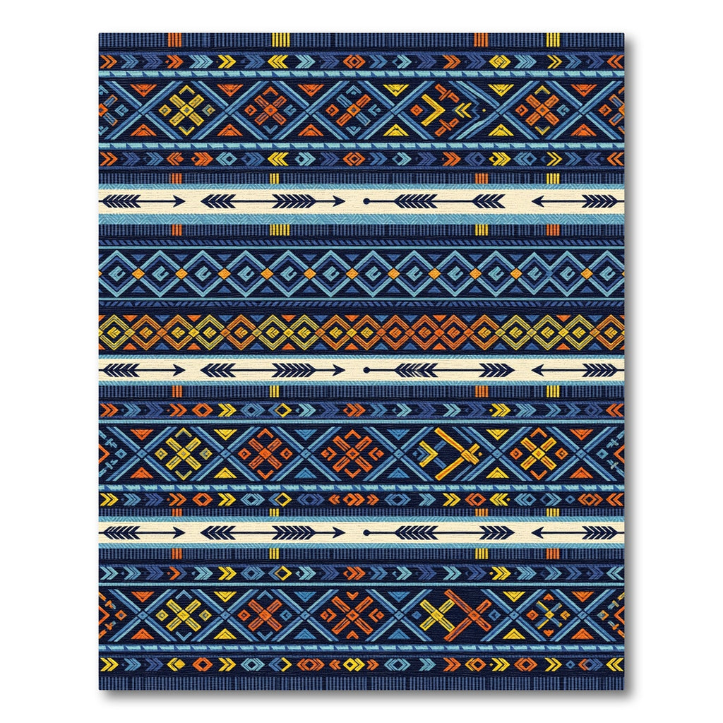 Bold Navy Geo Tribal Arrow Stripe Rug