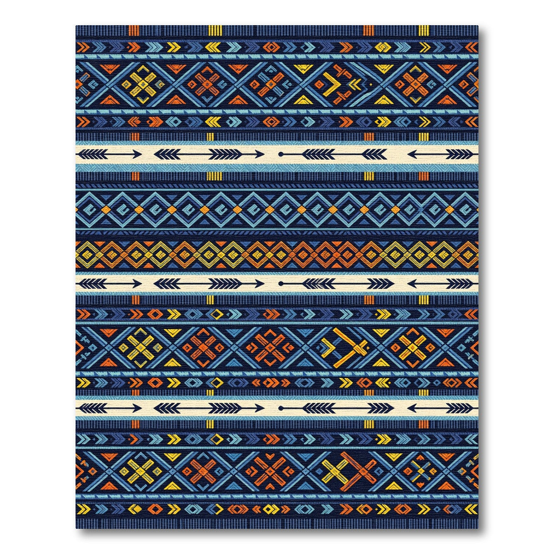 Bold Navy Geo Tribal Arrow Stripe Rug