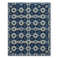 Midnight Geometric Navy Star Grid Rug