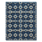 Midnight Geometric Navy Star Grid Rug