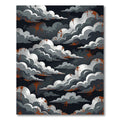 Dramatic Gray Clouds With Orange Splatter Rug